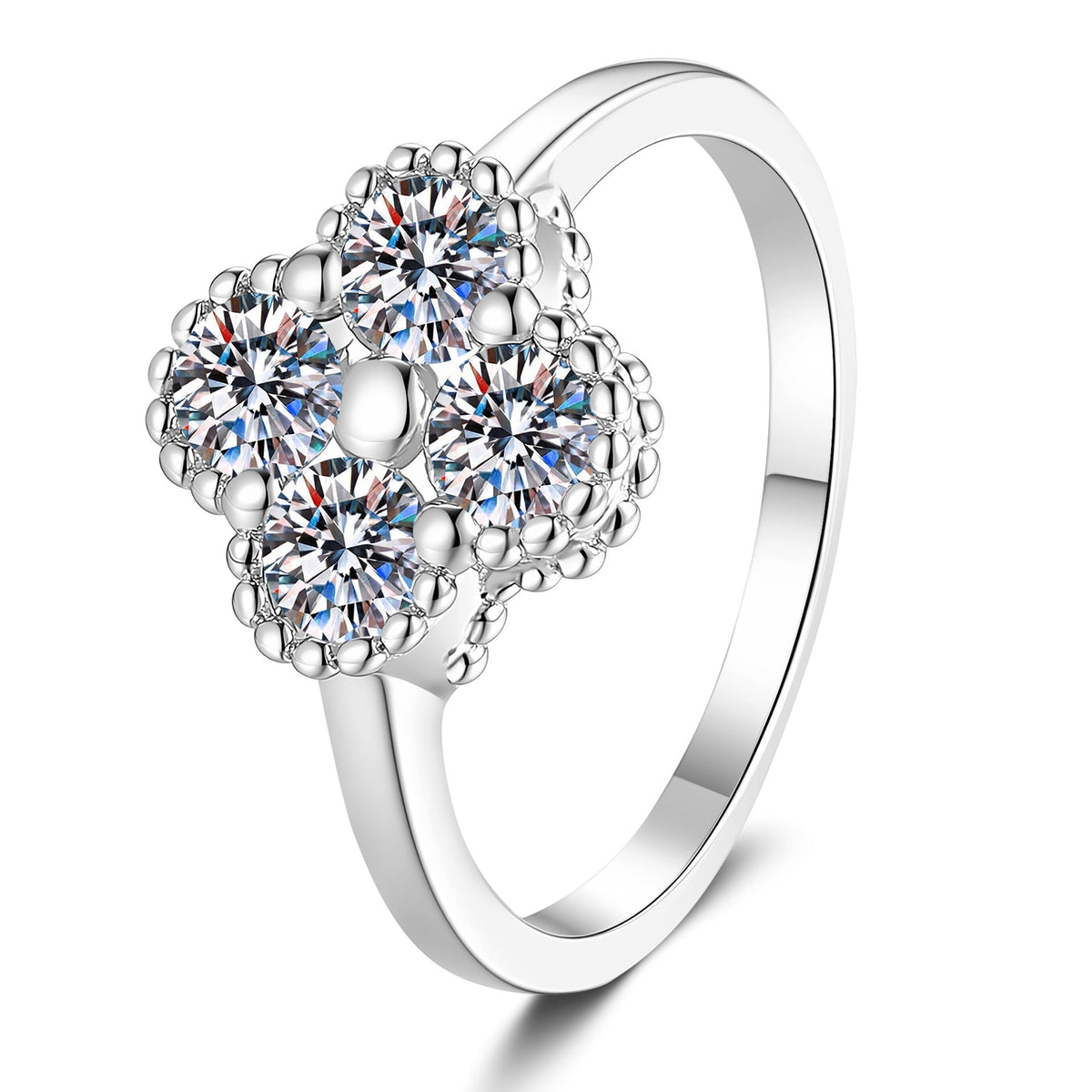 [Bling Jewelrys]ELEGANT FOUR-LEAF CLOVER MOISSANITE RING