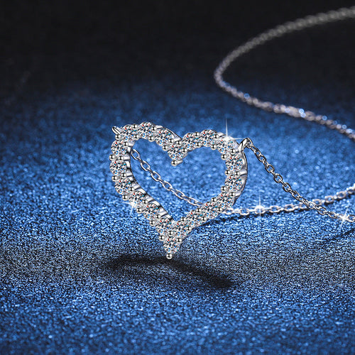 [Bling Jewelrys]ROMANTIC HEART MOISSANITE PENDANT NECKLACE