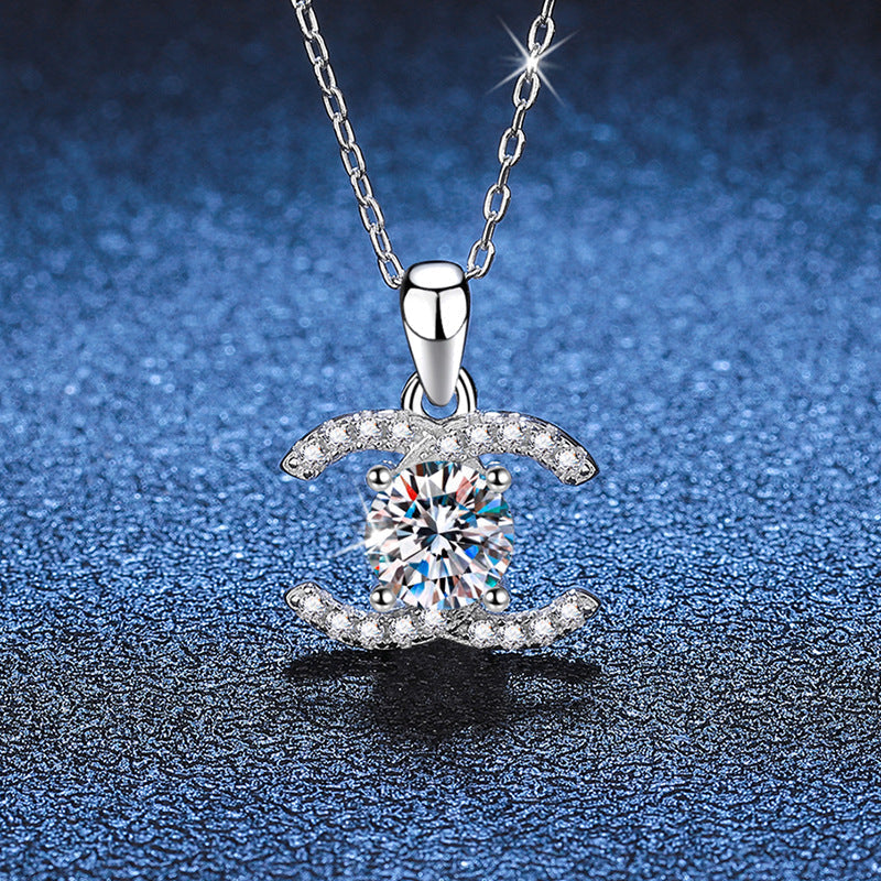[Bling Jewelrys]CLASSIC INTERLOCKING MOISSANITE PENDANT NECKLACE