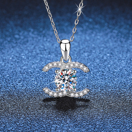[Bling Jewelrys]CLASSIC INTERLOCKING MOISSANITE PENDANT NECKLACE