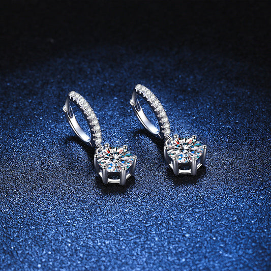 [Bling Jewelrys]CLASSIC 6-PRONG MOISSANITE DROP EARRINGS
