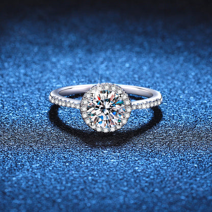 [Bling Jewelrys]RADIANT ROUND HALO MOISSANITE ENGAGEMENT RING