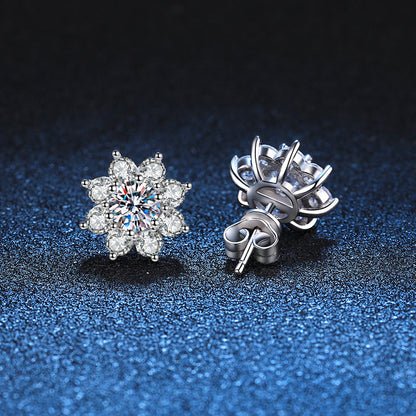 [Bling Jewelrys]RADIANT SUNFLOWER MOISSANITE STUD EARRINGS