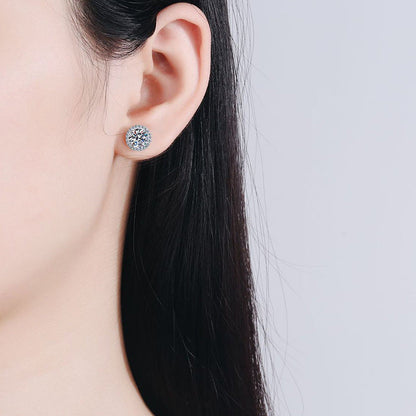 [Bling Jewelrys]CLASSIC 4-PRONG ROUND MOISSANITE STUD EARRINGS