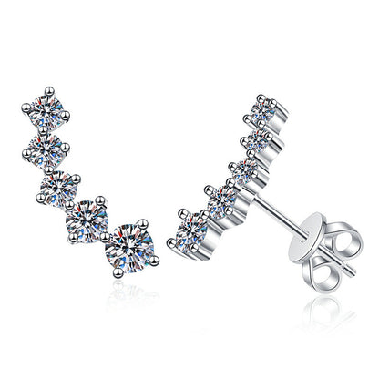 [Bling Jewelrys] スパークリング スマイル アーク モアッサナイト スタッドピアス