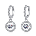 [Bling Jewelrys]DANCING MOISSANITE HALO DROP HOOP EARRINGS