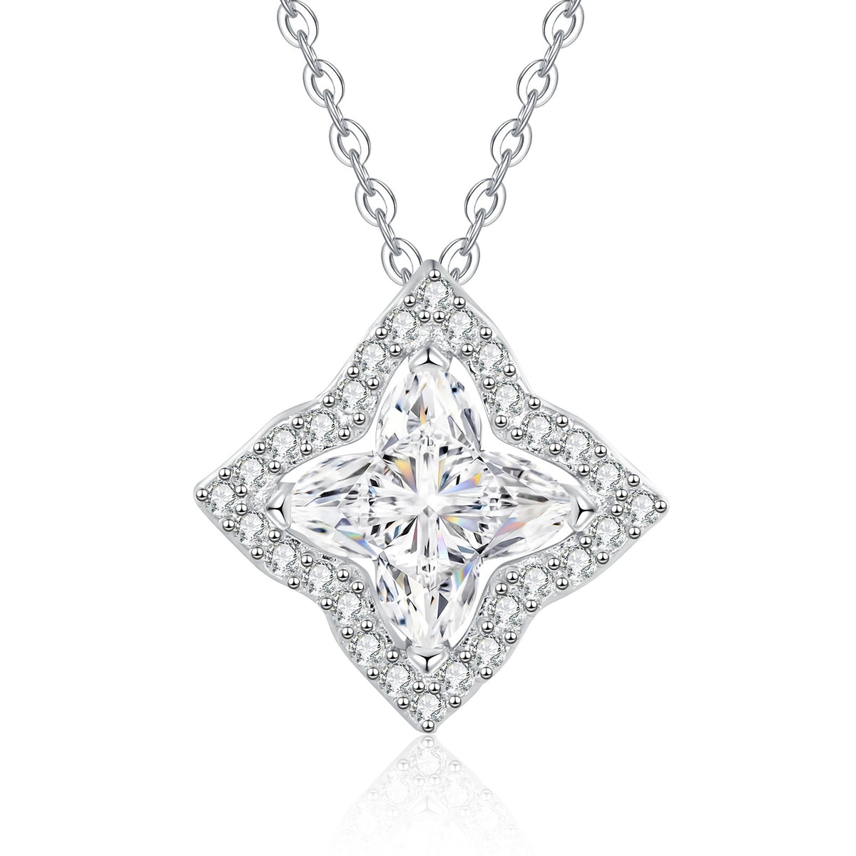 [Bling Jewelrys]STAR-CLOVER MOISSANITE NECKLACE