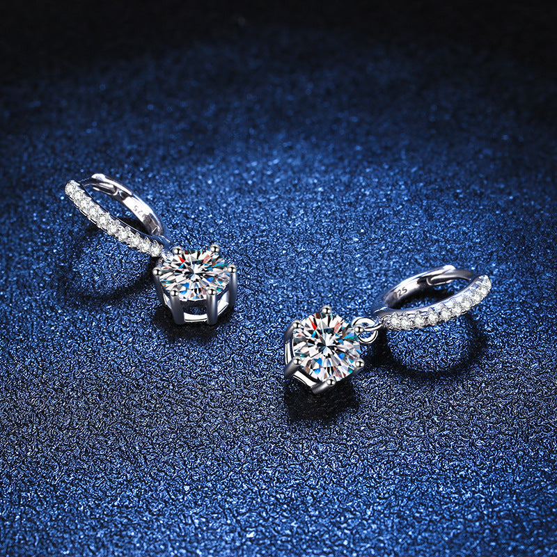 [Bling Jewelrys]CLASSIC 6-PRONG MOISSANITE DROP EARRINGS
