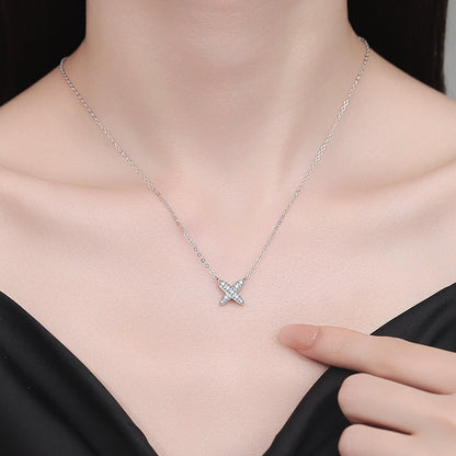 [Bling Jewelrys]MODERN X-SHAPE PAVÉ MOISSANITE NECKLACE