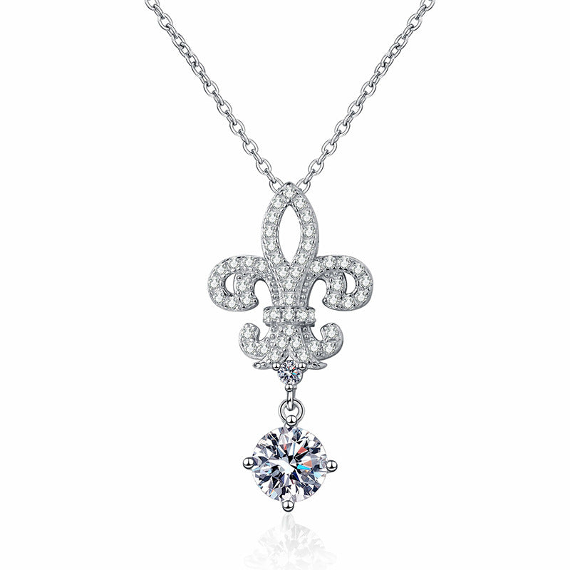[Bling Jewelrys]ROYAL FLEUR-DE-LIS MOISSANITE PENDANT NECKLACE