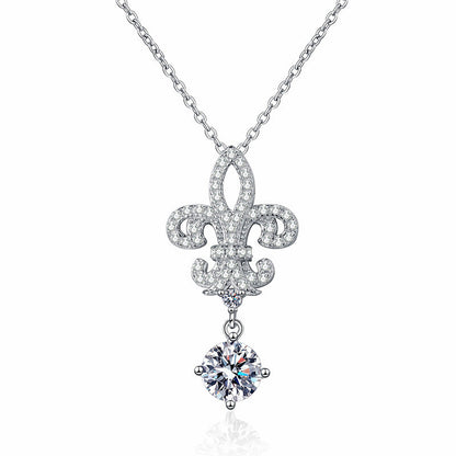 [Bling Jewelrys]ROYAL FLEUR-DE-LIS MOISSANITE PENDANT NECKLACE