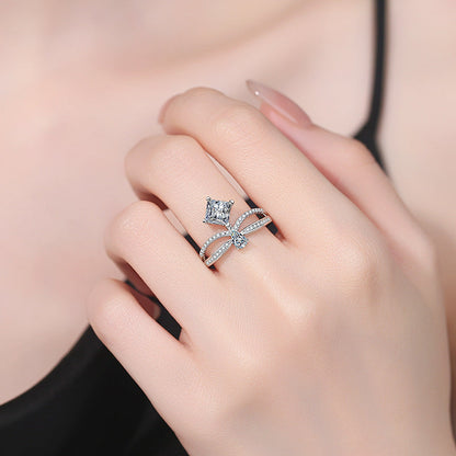 [Bling Jewelry] ELEGANTES MOISSANIT-RING MIT DOPPELTER VERDREHUNG