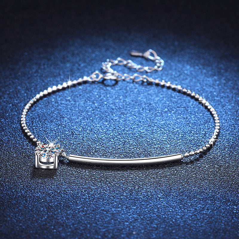 [Bling Jewelrys]ELEGANT HALF-MOON CURVE MOISSANITE BRACELET