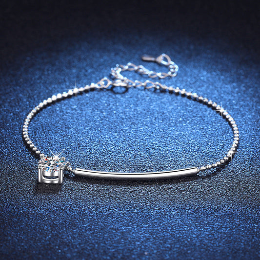 [Bling Jewelrys]ELEGANT HALF-MOON CURVE MOISSANITE BRACELET