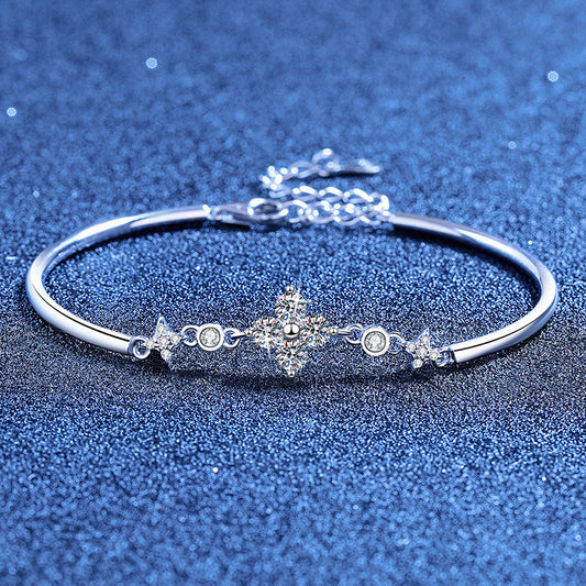 [Bling Jewelrys]CLOVER & TWIN-STAR MOISSANITE BRACELET