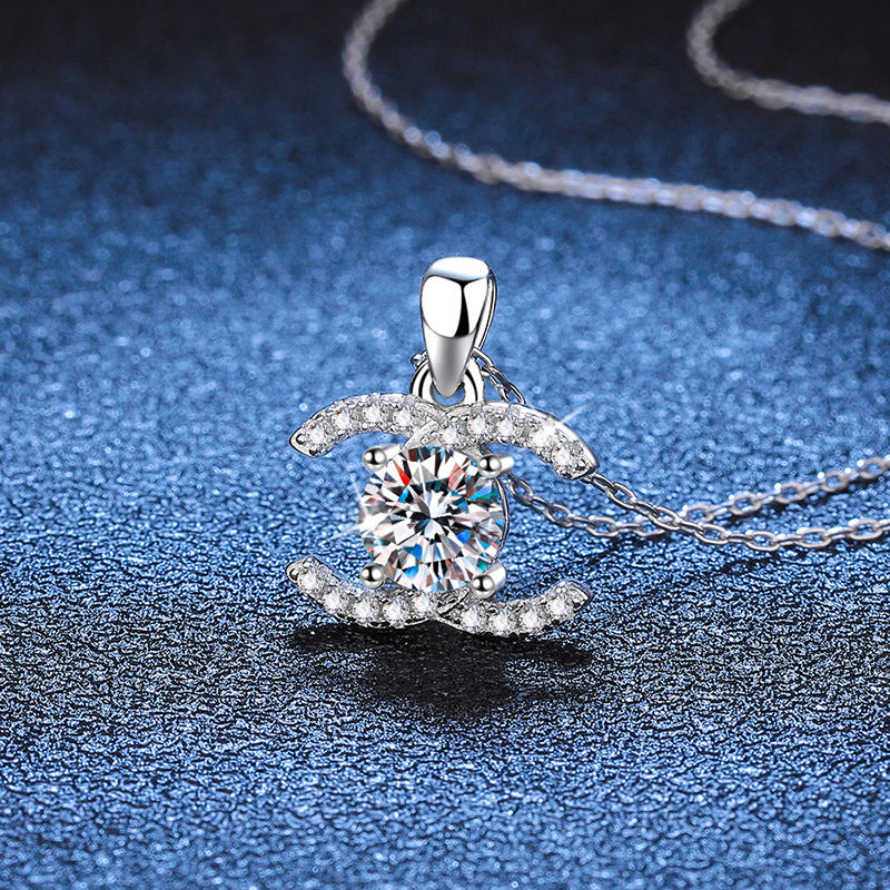 [Bling Jewelrys]CLASSIC INTERLOCKING MOISSANITE PENDANT NECKLACE
