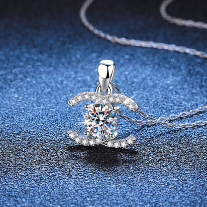 [Bling Jewelrys]CLASSIC INTERLOCKING MOISSANITE PENDANT NECKLACE