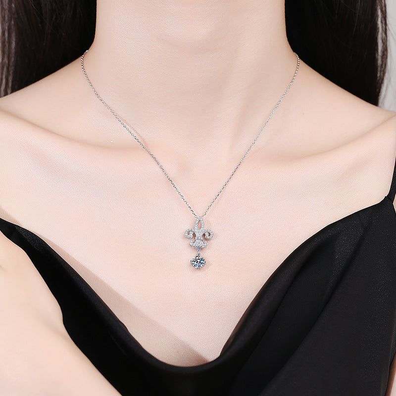 [Bling Jewelrys]ROYAL FLEUR-DE-LIS MOISSANITE PENDANT NECKLACE