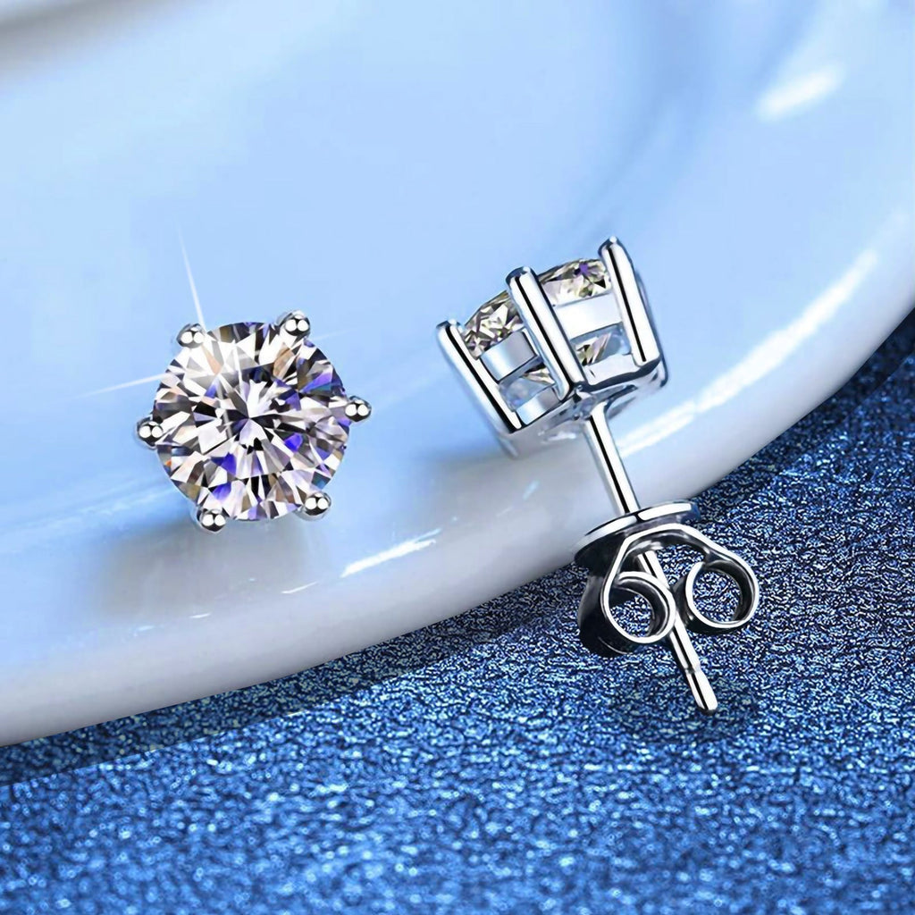 [Bling Jewelrys]SIX-PRONG MOISSANITE EARRINGS