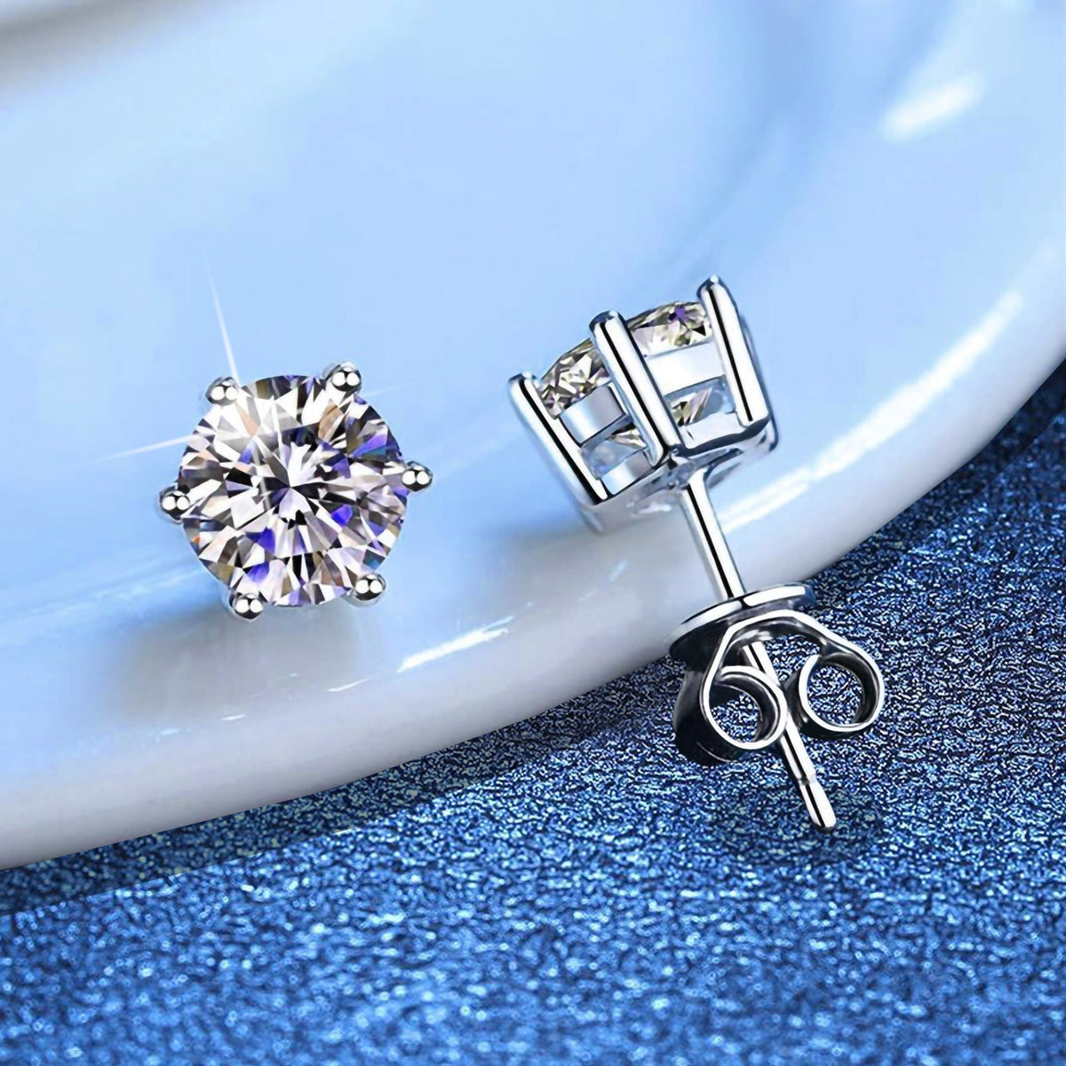 [Bling Jewelrys]SIX-PRONG MOISSANITE EARRINGS