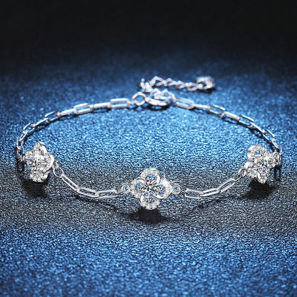 [Bling Jewelrys]TRIPLE-CLOVER MOISSANITE BRACELET