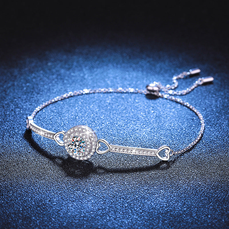 [Bling Jewelrys]INTERLOCKING HEART & CIRCLE MOISSANITE BRACELET