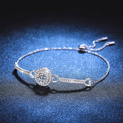 [Bling Jewelrys]INTERLOCKING HEART & CIRCLE MOISSANITE BRACELET