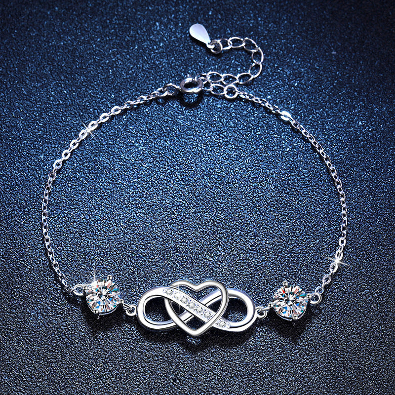 [Bling Jewelrys]DOUBLE-STONE "LOVE LINK" MOISSANITE BRACELET