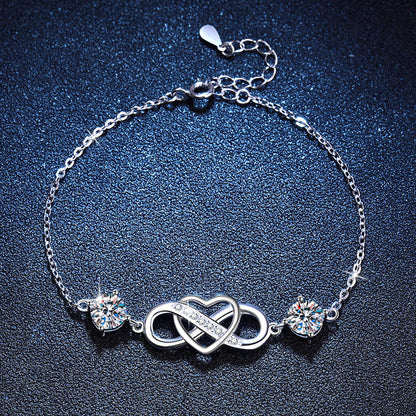 [Bling Jewelrys]DOUBLE-STONE "LOVE LINK" MOISSANITE BRACELET