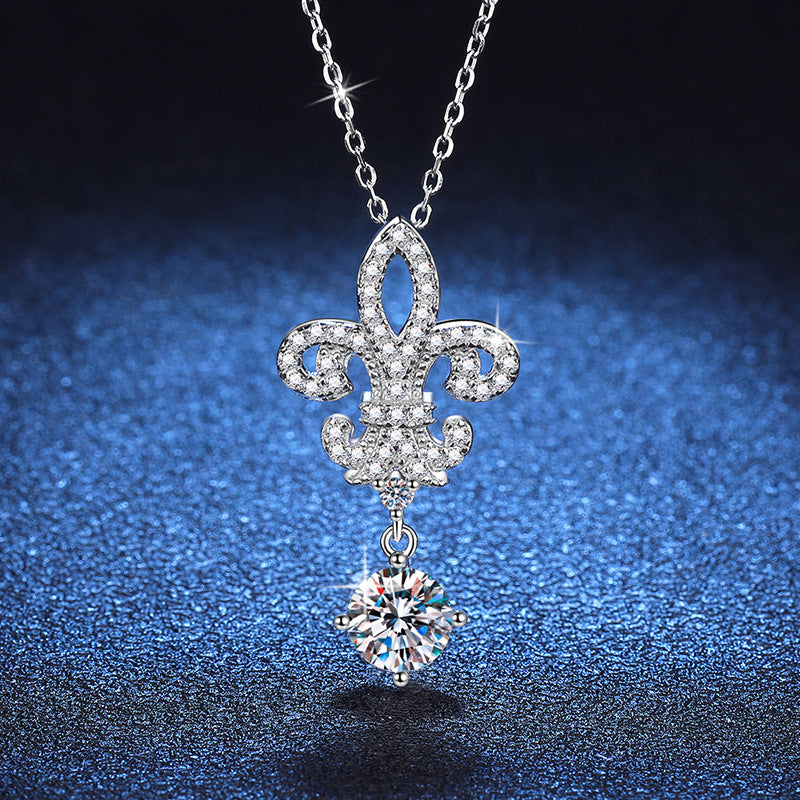 [Bling Jewelrys]ROYAL FLEUR-DE-LIS MOISSANITE PENDANT NECKLACE