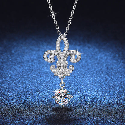 [Bling Jewelrys]ROYAL FLEUR-DE-LIS MOISSANITE PENDANT NECKLACE