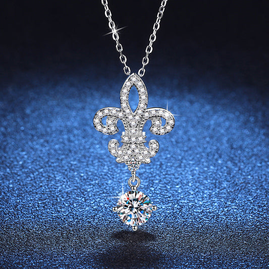 [Bling Jewelrys]ROYAL FLEUR-DE-LIS MOISSANITE PENDANT NECKLACE