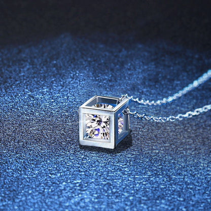 [Bling Jewelrys]GEOMETRISCHE ZUCKERWÜRFEL-MOISSANIT-HALSKETTE