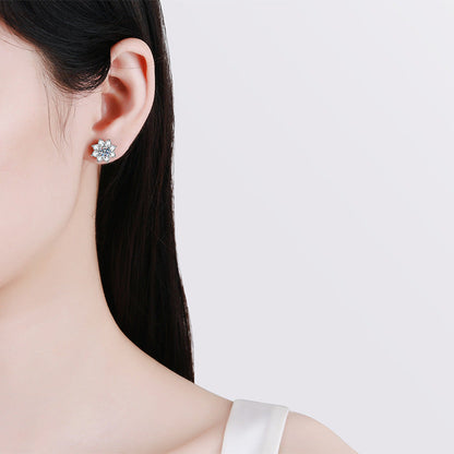 [Bling Jewelrys]RADIANT SUNFLOWER MOISSANITE STUD EARRINGS