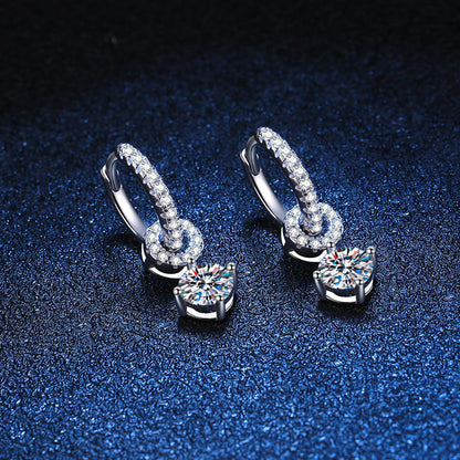 [Bling Jewelrys]INTERLOCKING DOUBLE RING MOISSANITE DROP EARRINGS