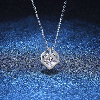 [Bling Jewelrys]GEOMETRISCHE ZUCKERWÜRFEL-MOISSANIT-HALSKETTE