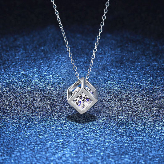 [Bling Jewelrys]GEOMETRIC SUGAR-CUBE MOISSANITE NECKLACE