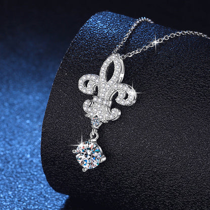 [Bling Jewelrys]ROYAL FLEUR-DE-LIS MOISSANITE PENDANT NECKLACE