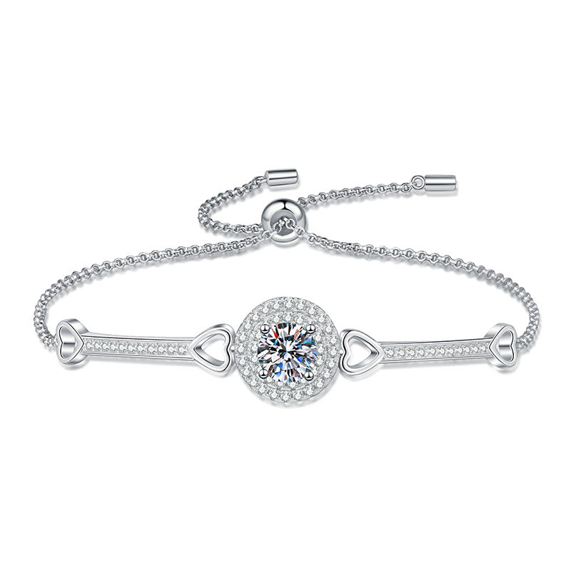 [Bling Jewelrys]INTERLOCKING HEART & CIRCLE MOISSANITE BRACELET