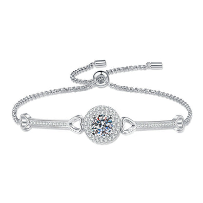 [Bling Jewelrys]INTERLOCKING HEART & CIRCLE MOISSANITE BRACELET