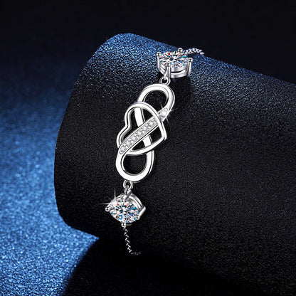 [Bling Jewelrys]DOUBLE-STONE "LOVE LINK" MOISSANITE BRACELET