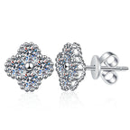 [Bling Jewelrys]ELEGANT FOUR-LEAF CLOVER MOISSANITE STUD EARRINGS