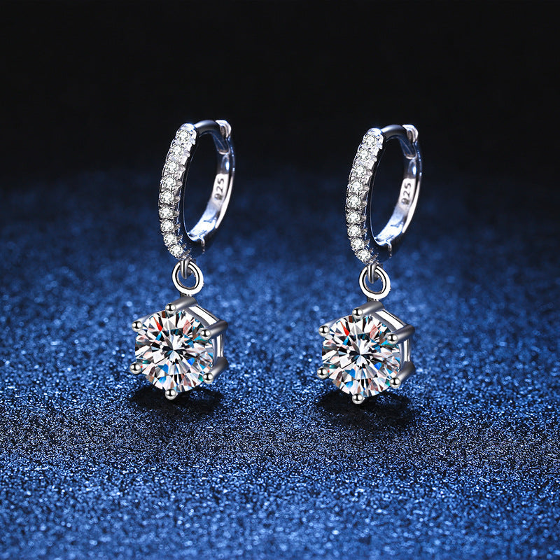 [Bling Jewelrys]CLASSIC 6-PRONG MOISSANITE DROP EARRINGS