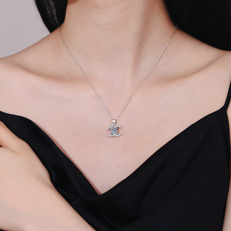 [Bling Jewelrys]CLASSIC INTERLOCKING MOISSANITE PENDANT NECKLACE