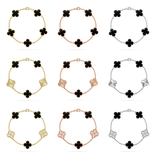 [Bling Jewelrys ] CLOVER 5 MOTIF ONYXS BRACELET COLLECTION