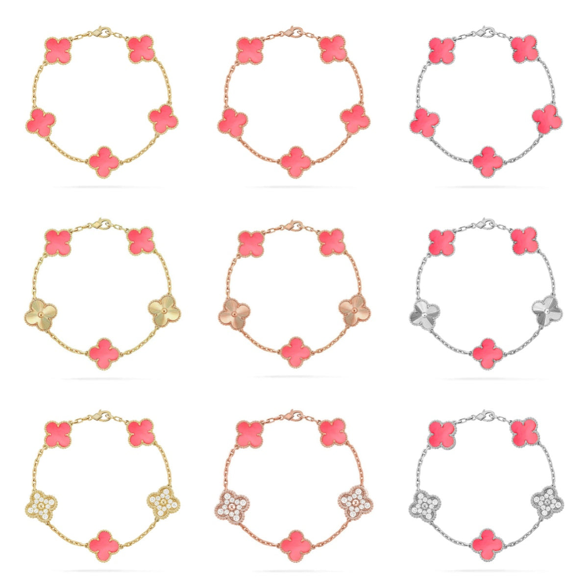 {
  "Bling Jewelrys": "ブリングジュエリー",
  "CLOVER 5 MOTIFS": "クローバー 5モチーフ",
  "PINK MOP BRACELET COLLECTION": "ピンクMOPブレスレットコレクション"
}