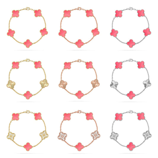 [Bling Jewelrys ] CLOVER 5 MOTIFS  PINK MOP BRACELET COLLECTION