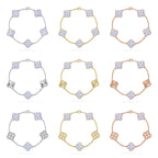 [Bling Jewelrys ] CLOVER 5 MOTIF PURPLE CHALCEDONY BRACELET COLLECTION