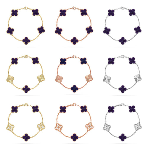 {
  "Bling Jewelrys": "ブリングジュエリー",
  "CLOVER 5 MOTIF PURPLE STRIPES BRACELET COLLECTION": "クローバー 5モチーフ パープルストライプ ブレスレットコレクション"
}