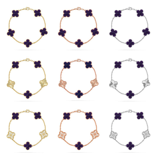 [Bling Jewelrys ]CLOVER 5 MOTIF PURPLE STRIPES BRACELET COLLECTION